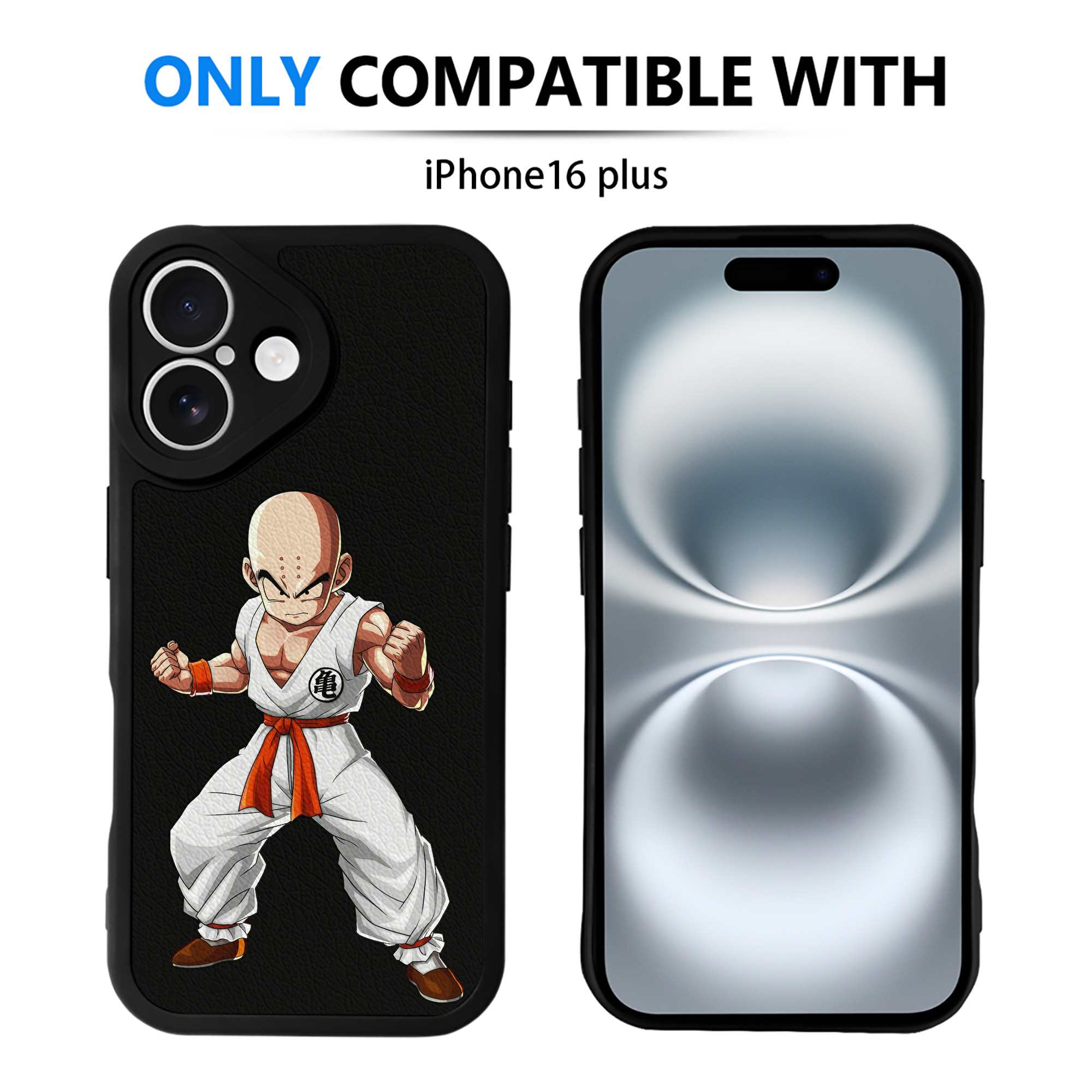 （画像用） ドラゴンボール クリリン DRAGON BALL krillin 【iPhone 16シリーズ対応】シリコンスマホケース（レザー調） 材質：シリコン